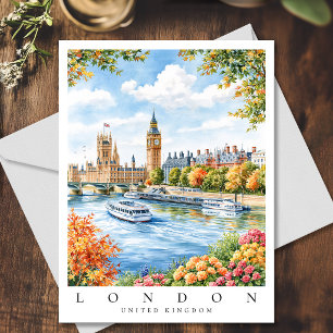 London Big Ben England Watercolor Travel Postcard