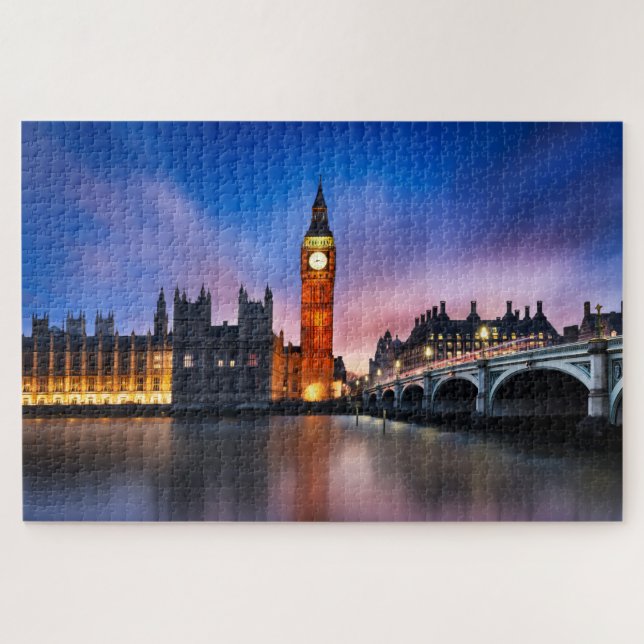 London Big Ben Houses of Parliament Sunset Jigsaw Puzzle (Horizontal)