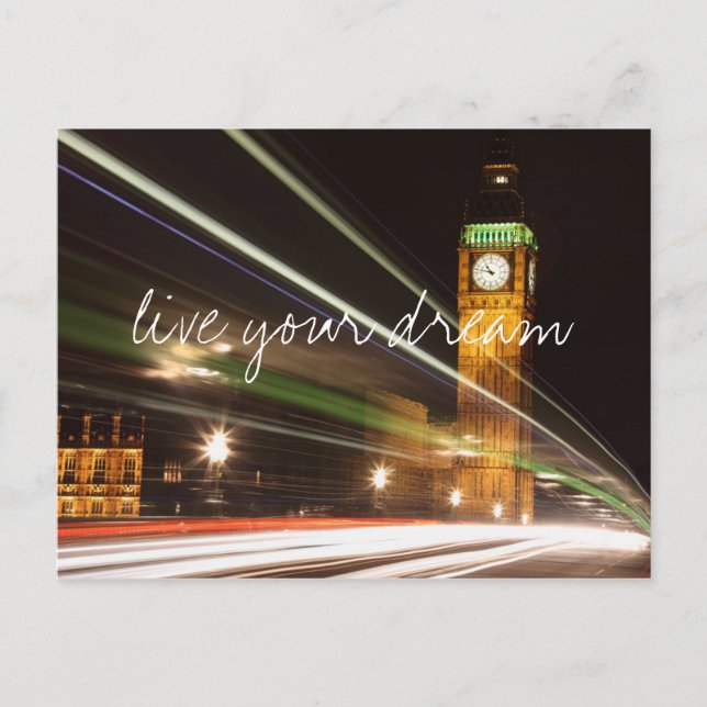 London Big Ben live your dream wanderlust travel Postcard (Front)
