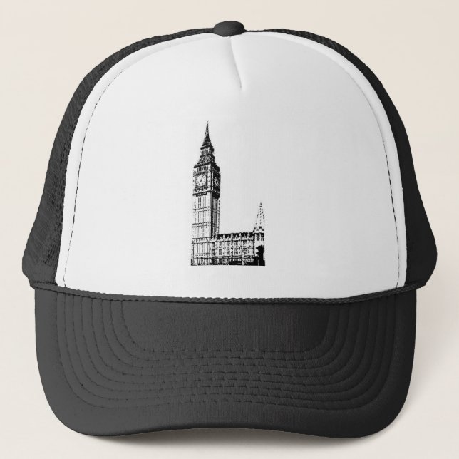LONDON BIG BEN monotone print Trucker Hat (Front)