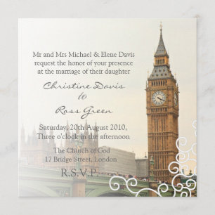 London Big Ben personalised wedding invitation