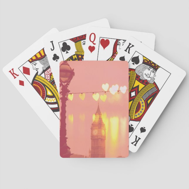 London | Big Ben Photograph Filtered Nightime Playing Cards (Back)