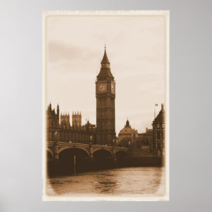 London - Big Ben - Thames - Poster