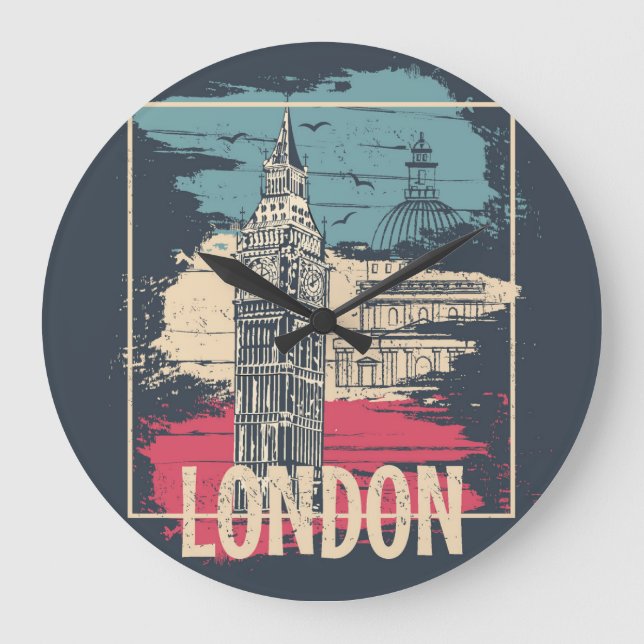 London Big Ben: Typography Poster Large Clock (Front)