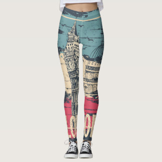 London Big Ben: Typography Poster Leggings