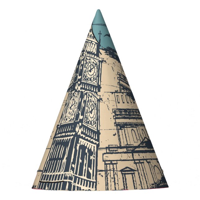London Big Ben: Typography Poster Party Hat (Front)
