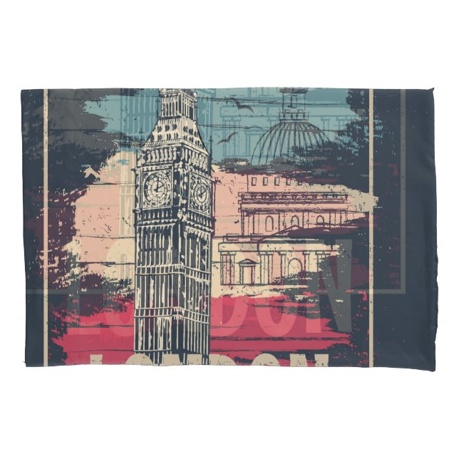 London Big Ben: Typography Poster Pillowcase (Front)