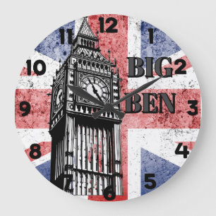 London Big Ben Union Jack Large Clock