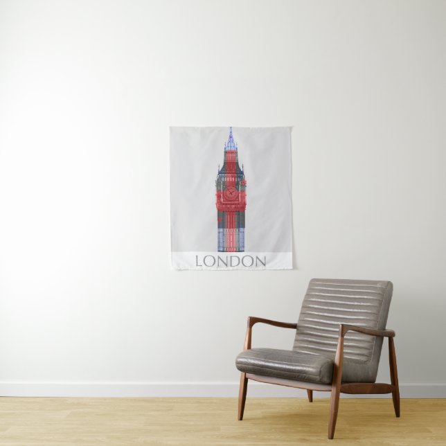 London Big Ben Union Jack Tapestry (In Situ)