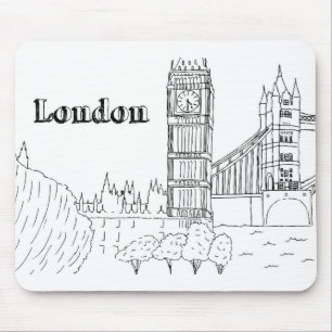 London Big Ben Vacation Drawing Vacation Art Trave Mouse Mat