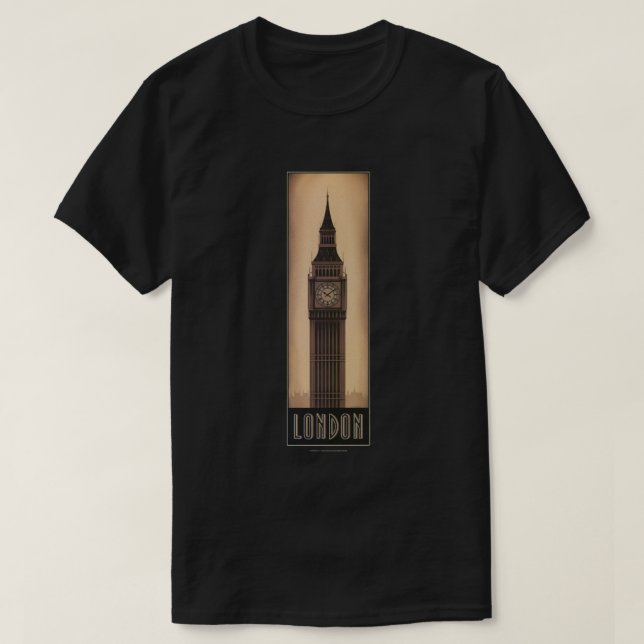 London Big Ben Vintage Travel Poster T-Shirt (Design Front)