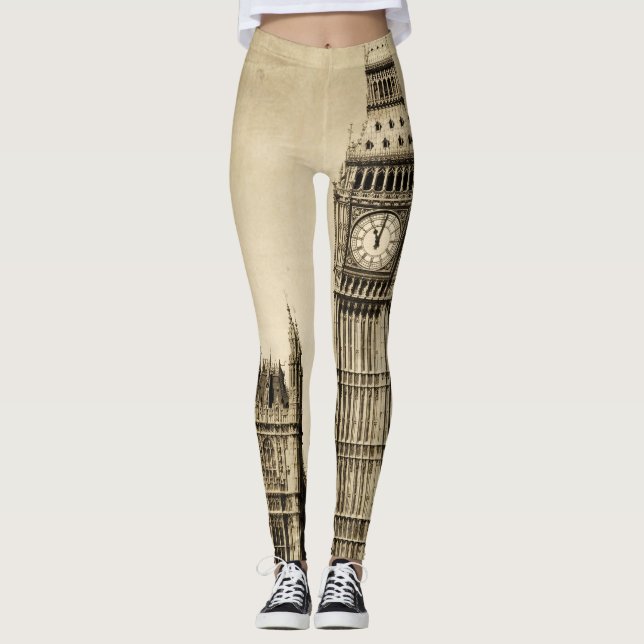 London Big Ben: Vintage View Leggings (Front)