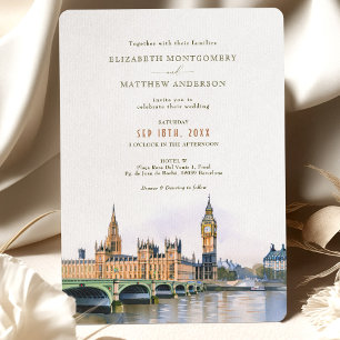 London Big Ben Westminster Bridge Wedding Invitation