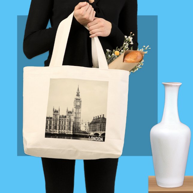 London, Big Ben, Westminster Shopping Large Tote Bag (Creator Uploaded)