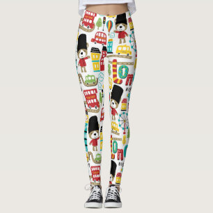 London Big City And Bear Guard Pattern Leggings