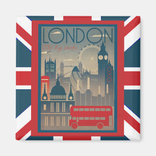 London Big Red Bus and other landmarks Magnet