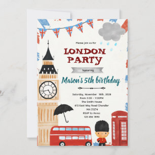 London birthday baby shower invitation
