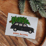 London Black Cab Christmas Tree Taxi Business Holiday Card<br><div class="desc">Corporate holiday greeting card featuring a London black cab taxi-ing a Christmas tree on top. "Happy Holidays" is written in a playful red font above your name(s) in a sleek,  modern text. Personalise your greeting,  name,  and message on the back side. Original art and design by Annie Montgomery Design.</div>