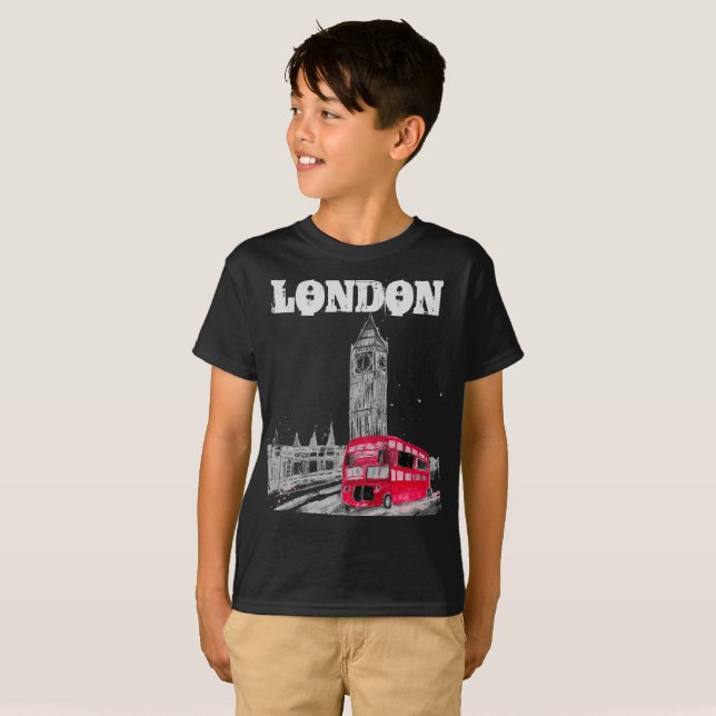 London Black Modern Boys England United Kingdom T-Shirt (Front Full)