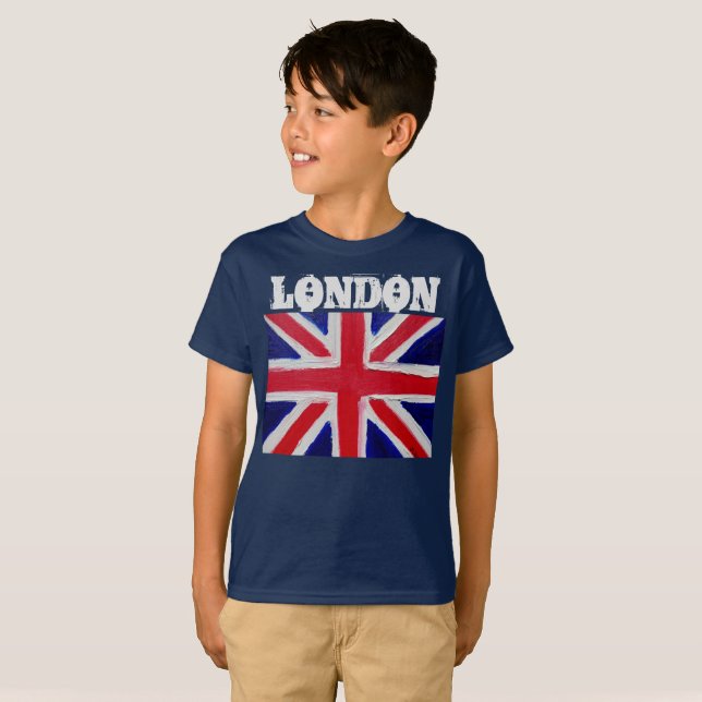 London Black Modern Boys England United Kingdom T-Shirt (Front Full)