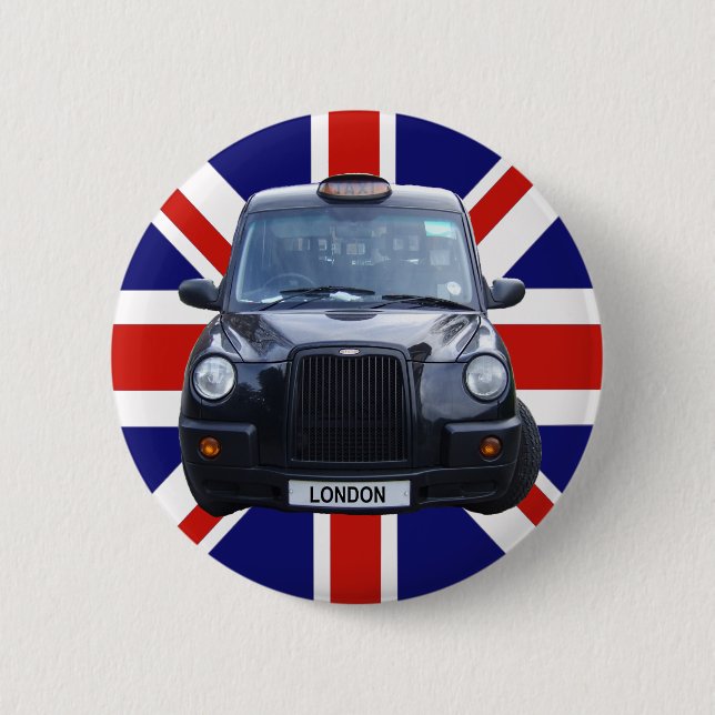 London Black Taxi Cab 6 Cm Round Badge (Front)