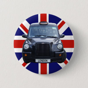 London Black Taxi Cab 6 Cm Round Badge