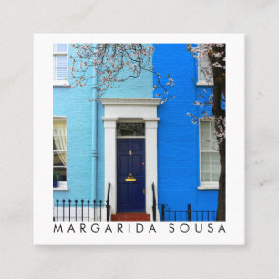 London Blue Houses England Photo Travel Tourism Square Business Card
