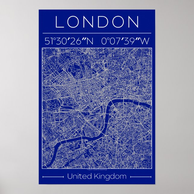 London Blueprint City Map Poster Minimal UK (Front)