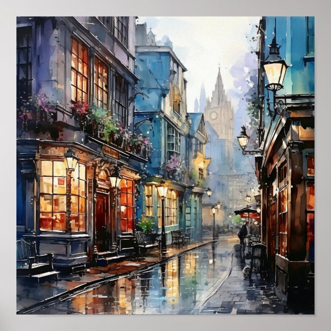 London Bohemian Style Watercolor Painting   Poster (Front)