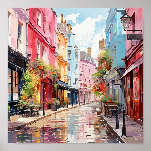 London Bohemian Style Watercolor Painting   Poster (Front)