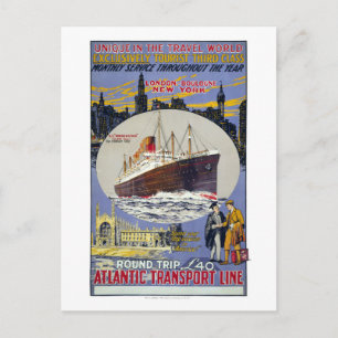 London-Boulogne New York Vintage Travel Poster Postcard