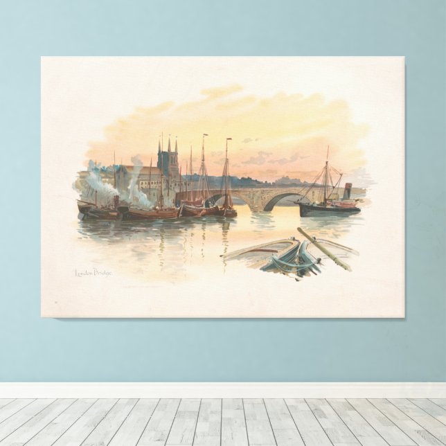 London Bridge (1895) Canvas Print (Insitu(Wood Floor))