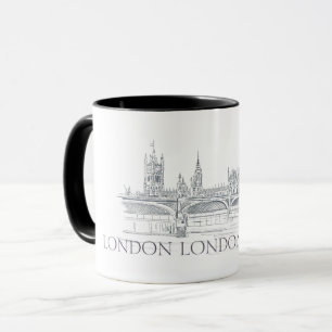 London Bridge and Big Ben Iconic Skyline Sketch Mug