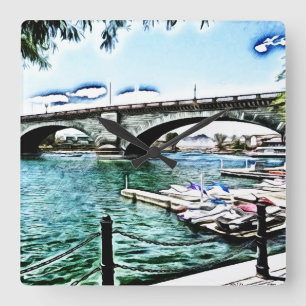 London Bridge at Lake Havasu City, Arizona Square Wall Clock