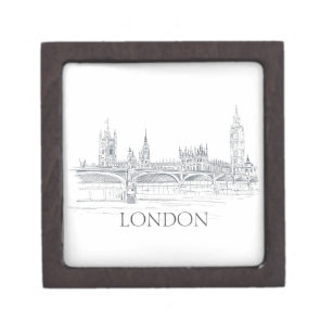 London Bridge Big Ben Grey and White Sketch Gift Box