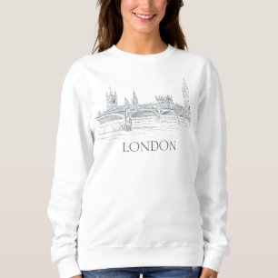 London Bridge Big Ben Skyline Pen and Ink Sketch Sweatshirt