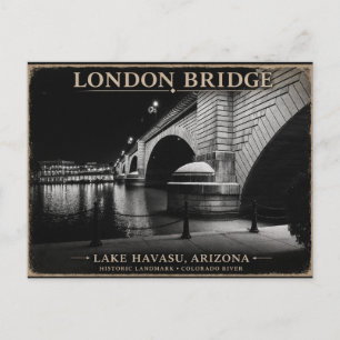 London Bridge Black & White Night Postcard