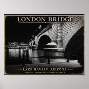 London Bridge Black & White Night Poster