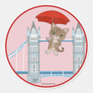 London Bridge Cat Classic Round Sticker