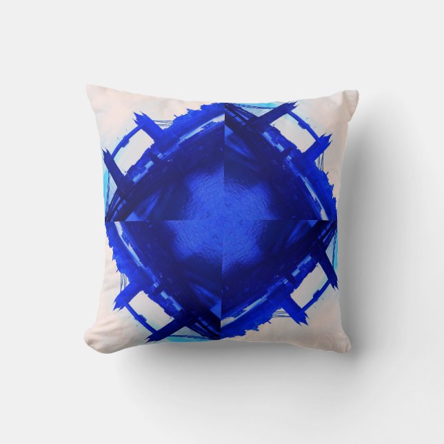 London Bridge modern abstract blue cushion (Front)