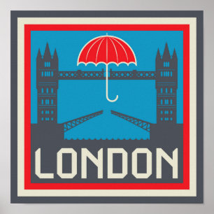 London Bridge with Umbrella Poster
