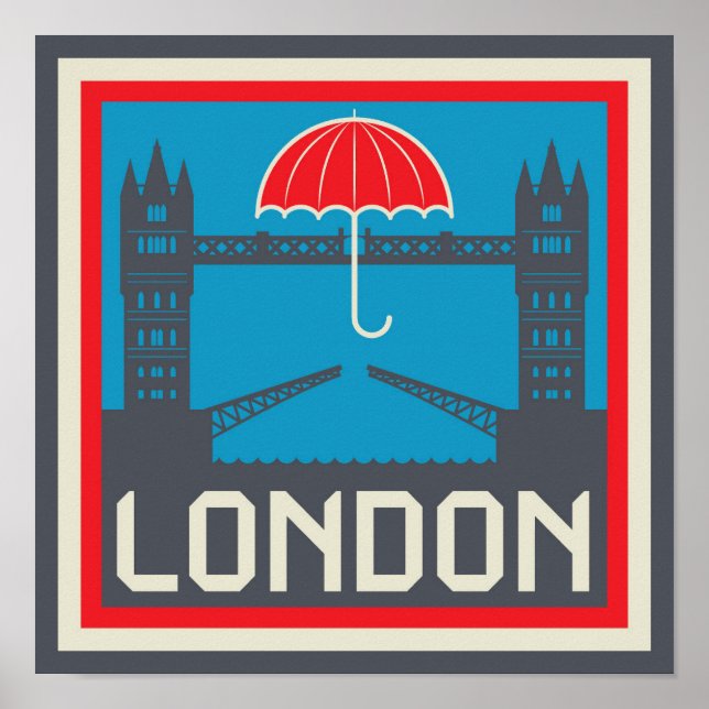 London Bridge with Umbrella Poster (Front)