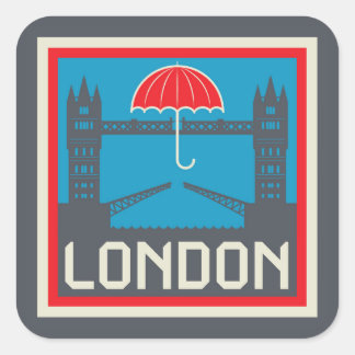 London Bridge with Umbrella Square Sticker
