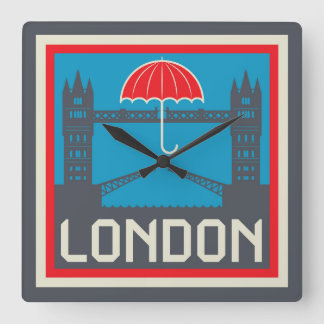 London Bridge with Umbrella Square Wall Clock