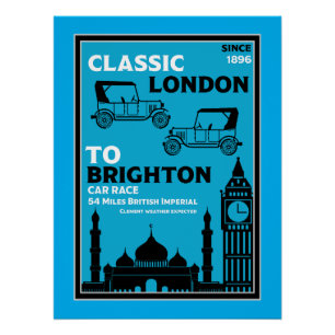 London Brighton Vintage Car Run Poster