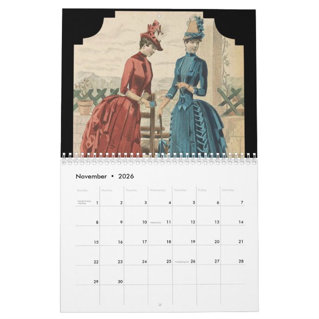 London Britain Victorian Vintage Renaissance Style Calendar (Nov 2026)