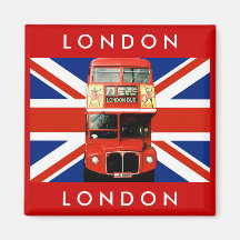 London Bus and British Flag