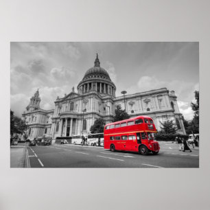 London bus and St Paul's Cathedral Poster