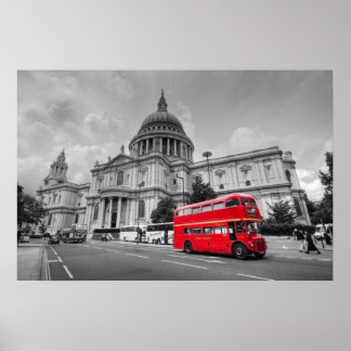 London bus and St Paul's Cathedral Poster