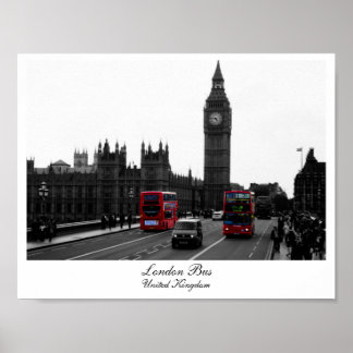 London Bus, Big Ben and the Houses of parliament Poster